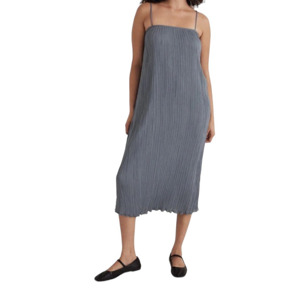 Madewell dress The Goldie plisse blue size 6 - Picture 1 of 6